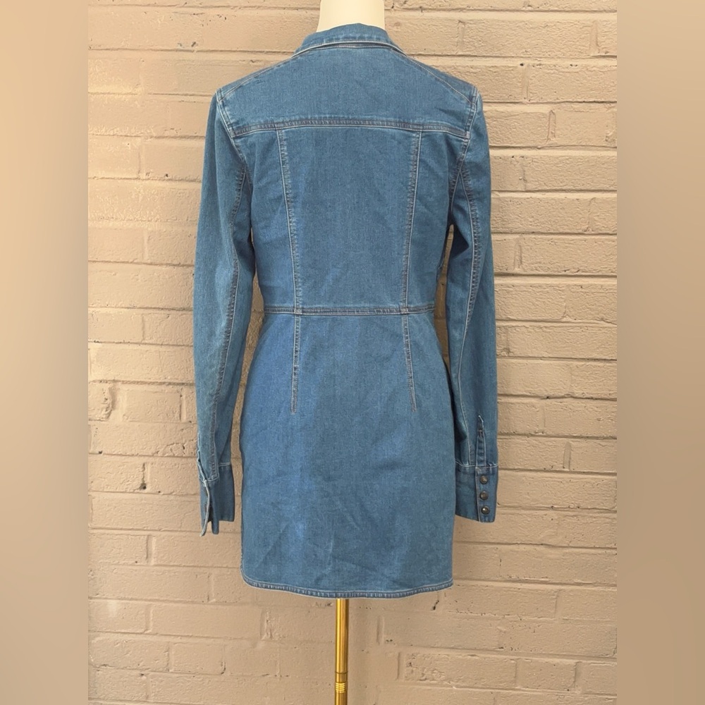 Free People  snap button denim shirt dress  M - Picture 9 of 14
